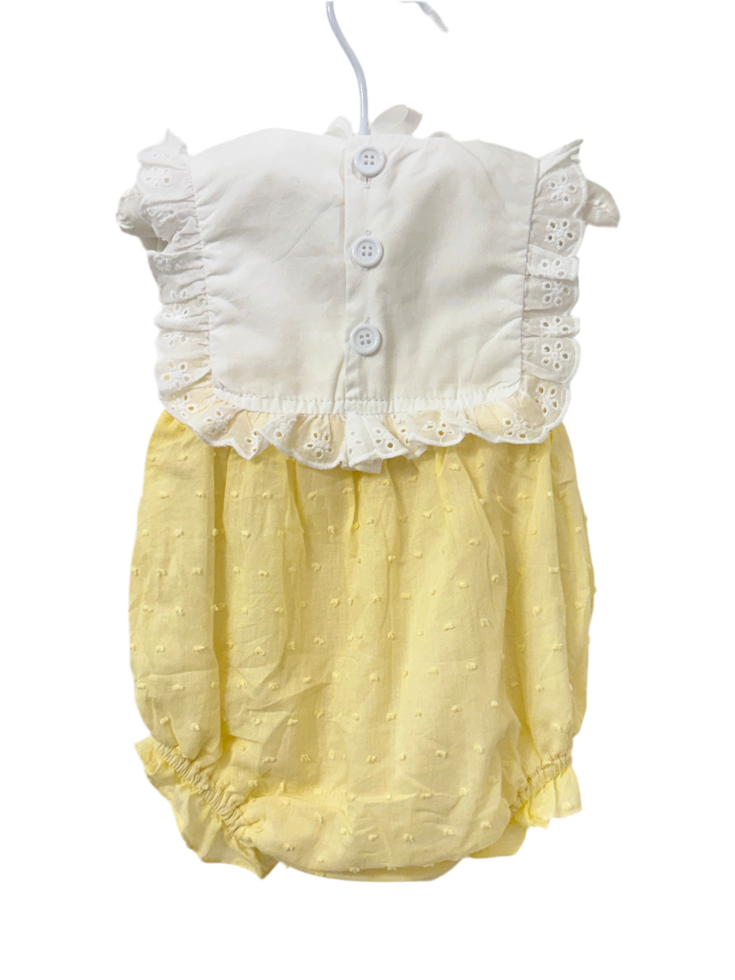 Yellow Swiss Dot Bubble with White Lace