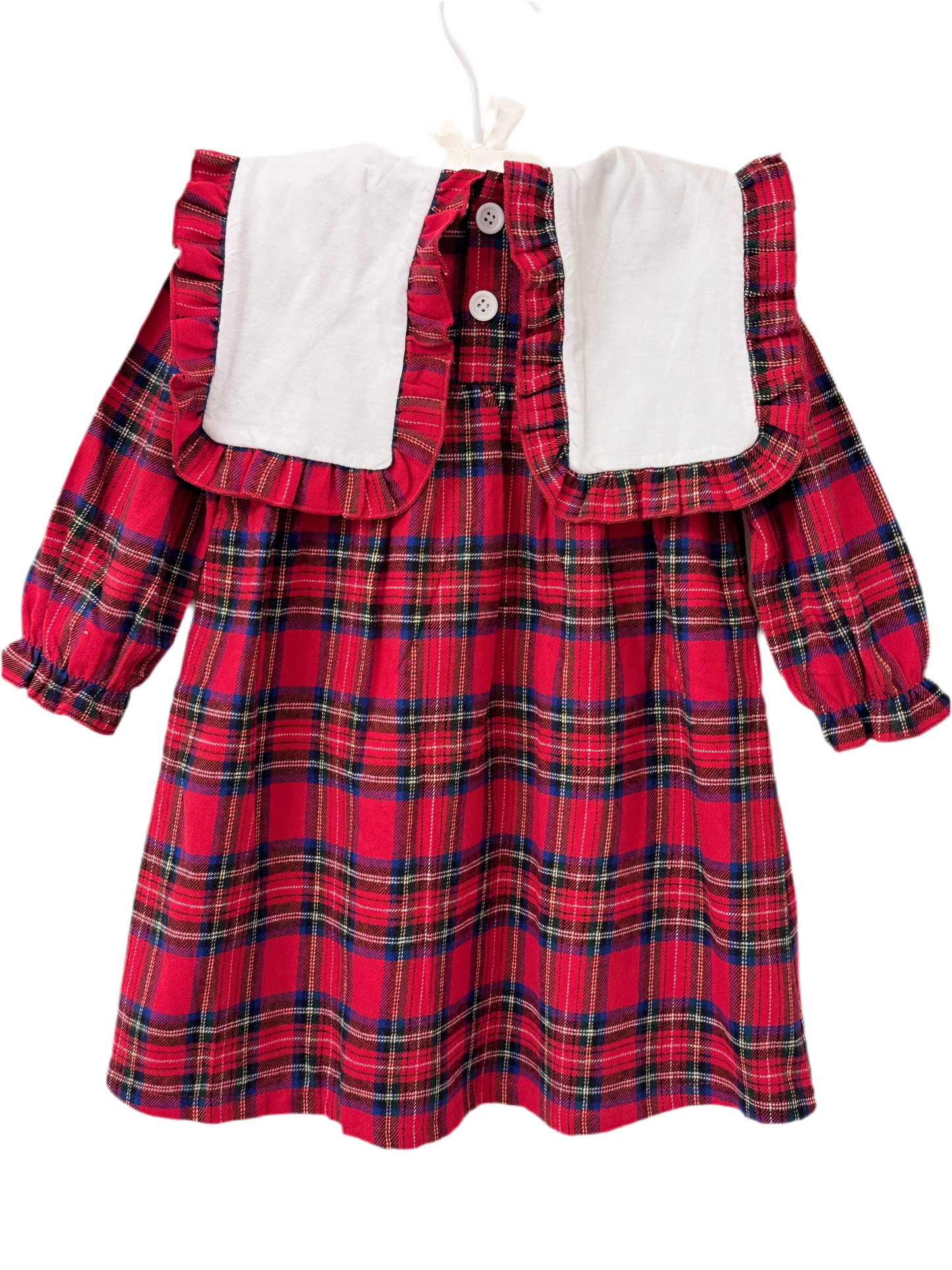 Girls Red Tartan Long Sleeve Dress