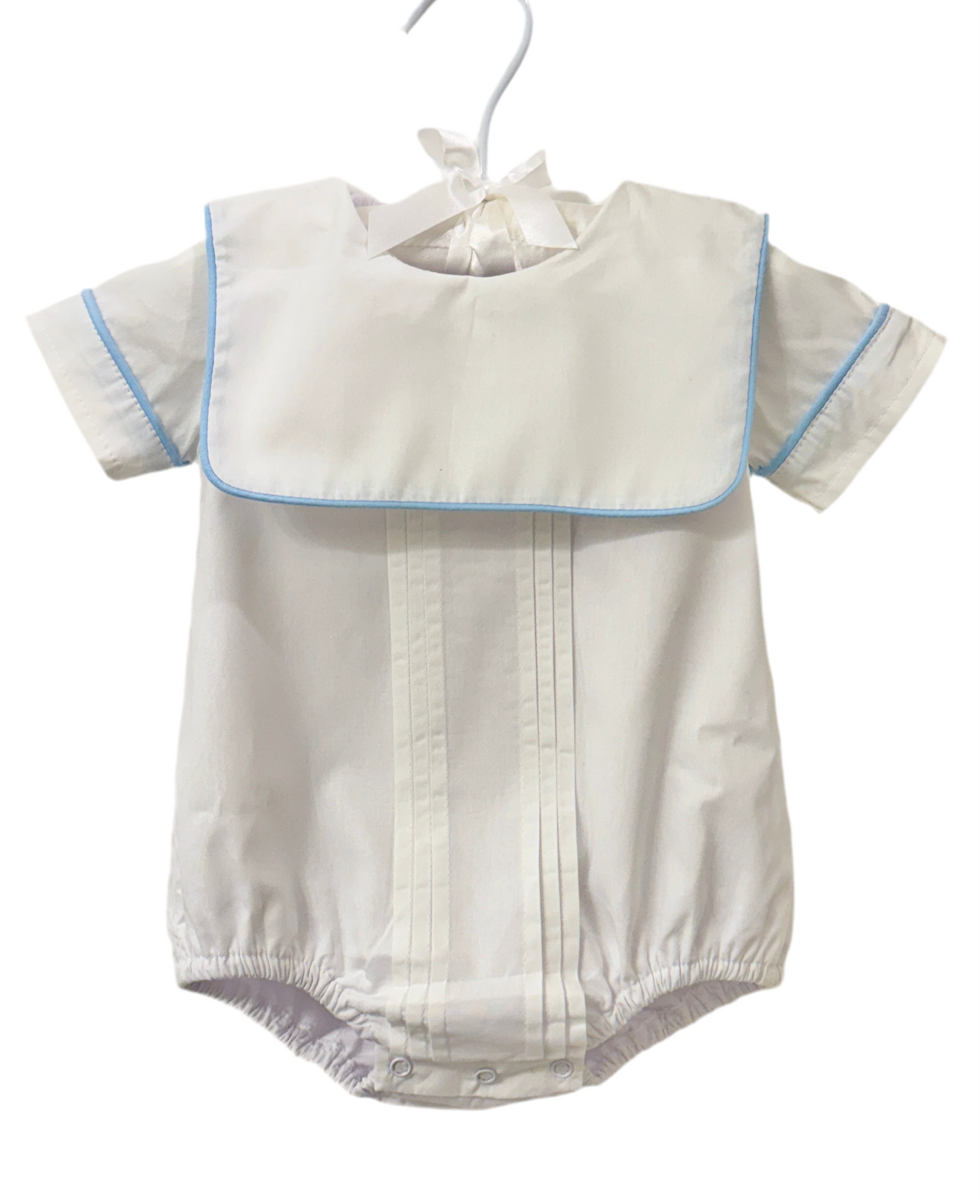 Boys Pleated Sailor Bubble with Blue Trim